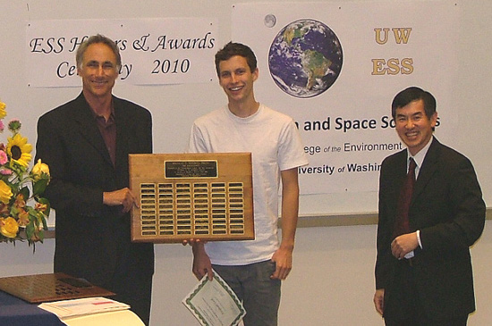 Photo of Alex Lusk 
	receiving the top undergraduate Merrill Prize.
